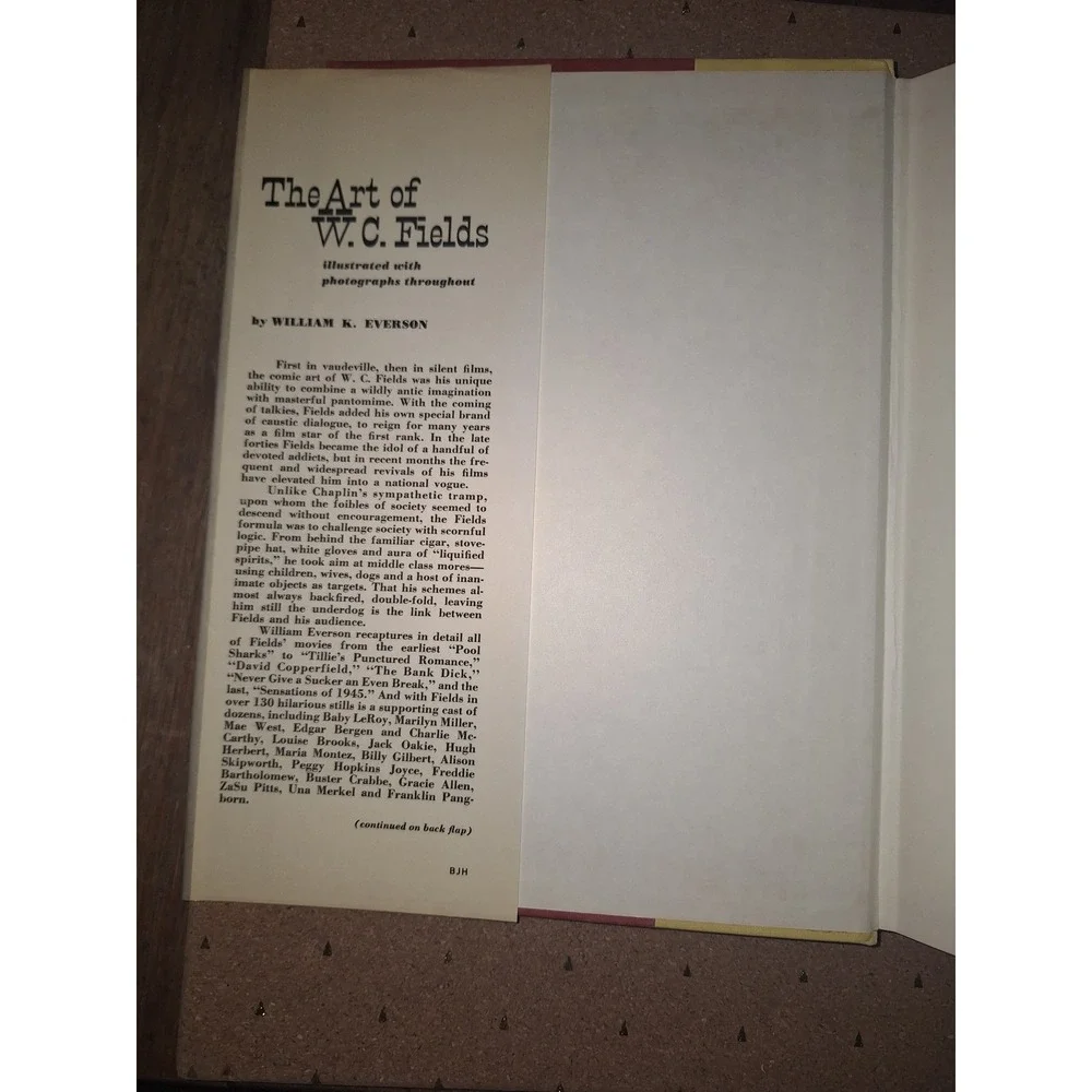 The Art of W.C. Fields William K Everson Hardcover Book 130+ Photos 0-517-012324